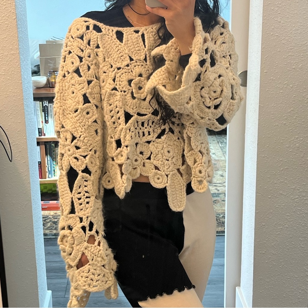 Zara crochet knit sweater top